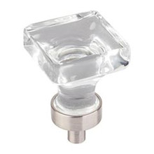 Hardware Resources G140SN 1" Overall Length Glass Square Cabinet Knob - Screws Included - Satin Nickel