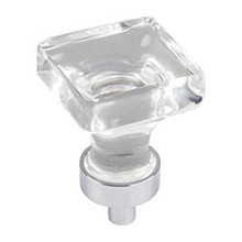 Hardware Resources G140PC 1" Overall Length Glass Square Cabinet Knob - Screws Included - Polished Chrome