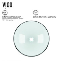 VIGO VGT1075 Crystalline Glass Vessel Bathroom Sink Set With Niko Vessel Faucet In Chrome