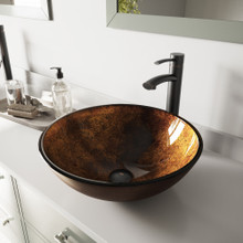 VIGO VGT1082BN Dianthus Matte Stone Vessel Bathroom Sink Set With Niko Vessel Faucet In Brushed Nickel