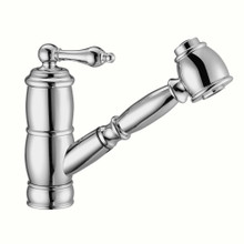 Whitehaus WHKPSL3-2222-NT-C Vintage III Plus Single Hole Kitchen Faucet with Pull-out Spray Head - Polished Chrome