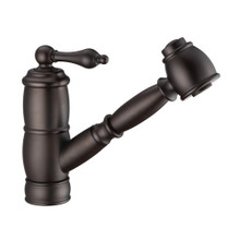 Whitehaus WHKPSL3-2222-NT-ORB Vintage III Plus Single Hole Kitchen Faucet with Pull-out Spray Head - Oil Rubbed Bronze