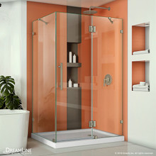 DreamLine Quatra Lux 34 1/4 in. D x 46 3/8 in. W x 72 in. H Frameless Hinged Shower Enclosure in Brushed Nickel