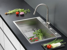 Ruvati 33 x 22 inch Drop-in Topmount 16 Gauge Zero Radius Stainless Steel Kitchen Sink Single Bowl - RVH8001
