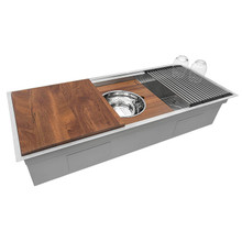 Ruvati 45-inch Workstation Two-Tiered Ledge Kitchen Sink Undermount 16 Gauge Stainless Steel - RVH8333