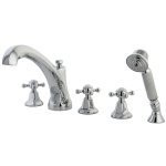 Kingston Brass Three Handle Roman Tub Filler Faucet with Hand Shower - Polished Chrome KS43215BX