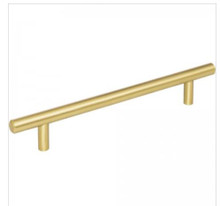 Hardware Resources 220BG 220 mm (8-11/16") Overall Length 7/16" Diameter Steel Cabinet Bar Pull with Beveled Ends - 160 mm center-to-center Holes - Screws Included - Brushed Gold