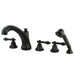 Kingston Brass Three Handle Roman Tub Filler Faucet with Hand Shower - Oil Rubbed Bronze KS43255AL