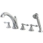 Kingston Brass Three Handle Roman Tub Filler Faucet with Hand Shower - Polished Chrome KS43215AL