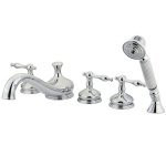 Kingston Brass Three Handle Roman Tub Filler Faucet with Hand Shower - Polished Chrome KS33315NL