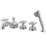 Kingston Brass Three Handle Roman Tub Filler Faucet with Hand Shower - Polished Chrome KS33315AX
