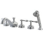 Kingston Brass Three Handle Roman Tub Filler Faucet with Hand Shower - Polished Chrome KS33315AL