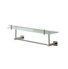 Valsan 676651GD Braga Square Base Glass Shelf with Gallery and Towel Bar 19 3/4" X 5 3/4" X 6" - Gold