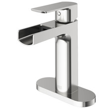 VIGO VG01042BNK1 Ileana Single Hole Bathroom Faucet with Deck Plate in Brushed Nickel