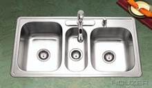 Hamat EDITION 41 5/16" X 22" Triple Bowl Kitchen Sink & Strainer - Stainless Steel