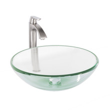 VIGO VGT895 Crystalline Glass Vessel Bathroom Sink Set With Linus Vessel Faucet In Brushed Nickel