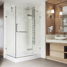 VIGO VG6011CHCL48WR Monteray Frameless Shower Enclosure With Right Drain Base and with Chrome Hardware