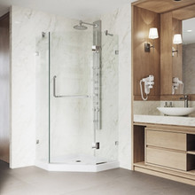 VIGO VG6062CHCL36WS Piedmont Frameless Neo-Angle Shower Enclosure With Low-Profile Base and with Chrome Hardware