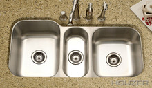 Hamat GOURMET 39-13/16" X 20 3/16" Undermount Triple Bowl Kitchen Sink & Strainer - Stainless Steel