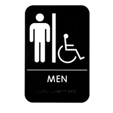 Alpine Men's Braille Handicapped Restroom Sign, Black/White, ADA Compliant, 6 in. x 9 in.