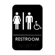 Alpine Unisex Handicap Braille Restroom Sign, Black/White, ADA Compliant, 6 in. x 9 in.