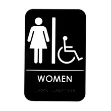 Alpine Women's Braille Handicapped Restroom Sign,  Black/White, ADA Compliant, 6 in. x 9 in.