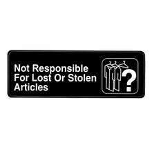 Alpine Not Responsible for Lost or Stolen Articles Sign, 3 in. x 9 in.