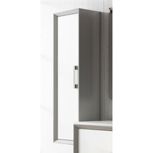 Lucena Bath 4274-01/Silver Decor Tirador Tall Linen Side Cabinet 14 Inch W x 48 Inch H - White And Silver
