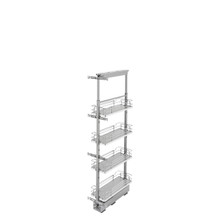 Rev-A-Shelf 5350-08-GR 8 in Chrome Solid Bottom Pantry Pullout Soft Close - Gray