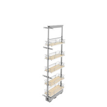 Rev-A-Shelf 5358-08-MP 8 in Chrome Solid Bottom Pantry Pullout Soft Close - Natural