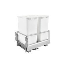 Rev-A-Shelf 5149-2150DM-211 Double 50 Qrt Pull-Out Waste Container w/Rev-A-Motion - White