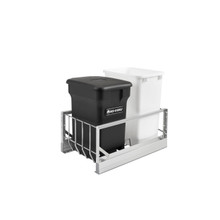 Rev-A-Shelf 5349-18CKBK-2 Aluminum 35 Qrt Waste Container Pull-Out w/Black Compost bin - Black
