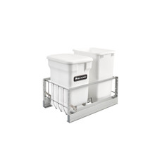Rev-A-Shelf 5349-18CKWH-2 Aluminum 35 Qrt Waste Container Pull-Out w/White Compost bin - White