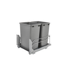 Rev-A-Shelf 53WC-1835SCDM-217 Double 35 Qrt Pull-out Waste Container Soft-Close - Metallic Silver