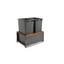 Rev-A-Shelf 5LB-1850OGWN-213 Double 50 Qrt LEGRABOX Pull-Out Waste Container w/Soft-Close - Gray