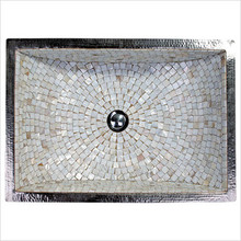Linkasink V016 DB Rectangular Crescent Mosaic Drop In or Undermount Sink 21" X 14" X 6" Od - Dark Bronze