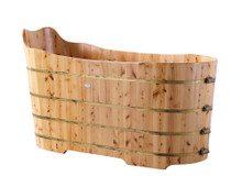 ALFI AB1103 59" Free Standing Cedar Wood Bathtub with Bench