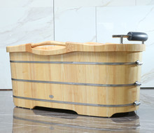 ALFI AB1163 61" Free Standing Wooden Bathtub with Cushion Headrest