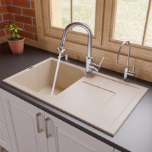 ALFI AB1620DI-B Biscuit 34" Single Bowl Granite Composite Kitchen Sink with Drainboard