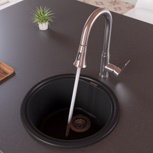 ALFI AB1717DI-BLA Black 17" Drop-In Round Granite Composite Kitchen Bar / Prep Sink