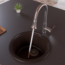 ALFI AB1717DI-C Chocolate 17" Drop-In Round Granite Composite Kitchen Bar / Prep Sink