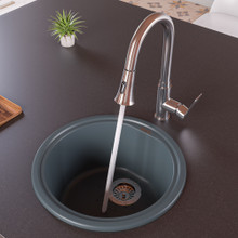 ALFI AB1717DI-T Titanium 17" Drop-In Round Granite Composite Kitchen Bar /Prep Sink