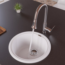 ALFI AB1717DI-W White 17" Drop-In Round Granite Composite Kitchen Bar / Prep Sink