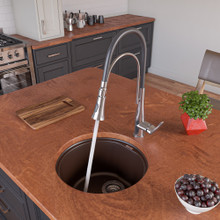 ALFI AB1717UM-C Chocolate 17" Undermount Round Granite Composite Kitchen Prep Sink