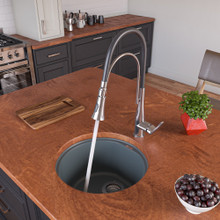 ALFI AB1717UM-T Titanium 17" Undermount Round Granite Composite Kitchen Prep Sink