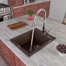 ALFI AB1720DI-C Chocolate 17" Drop-In Rectangular Granite Composite Kitchen Prep Sink