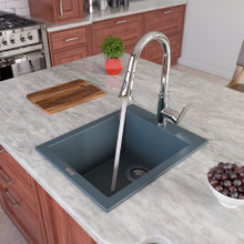 ALFI AB1720DI-T Titanium 17" Drop-In Rectangular Granite Composite Kitchen Prep Sink