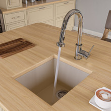 ALFI AB1720UM-B Biscuit 17" Undermount Rectangular Granite Composite Kitchen Prep Sink