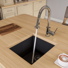 ALFI AB1720UM-BLA Black 17" Undermount Rectangular Granite Composite Kitchen Prep Sink