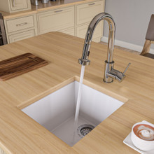 ALFI AB1720UM-W White 17" Undermount Rectangular Granite Composite Kitchen Prep Sink